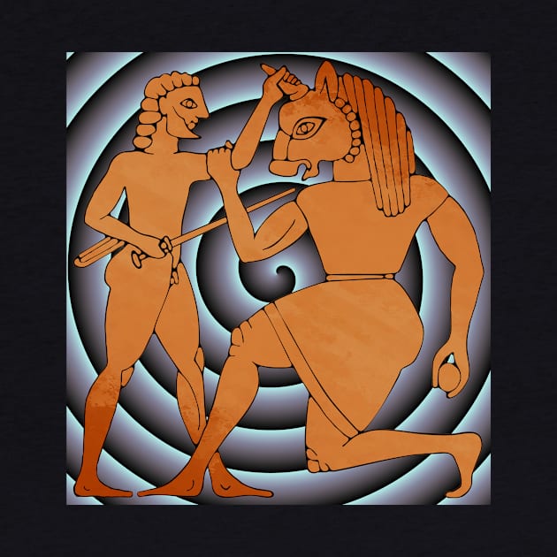 Theseus slays the Minotaur by Mosaicblues